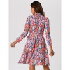 INSPIRE CHIC Women's Tie Neck Chiffon Long Sleeves Vintage Belted Floral Dress - 4 of 4