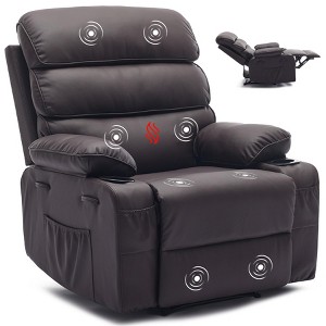PU Leather Extra Wide Manual Recliner for Adults with Massage and Heat, Large Lazy Chair with 1.5X Sponge - 1 of 4