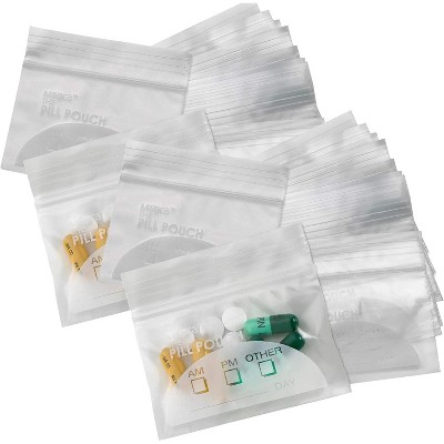 MEDca Pill Pouch Bags - Pack of 400 - 3" x 2.75" - BPA-Free, Disposable Zipper Pills Baggies, Daily AM PM Travel Medicine Organizer Storage Pouches