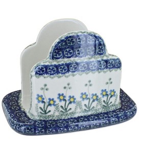 Blue Rose Polish Pottery 487 Ceramika Artystyczna Napkin Holder - 1 of 1