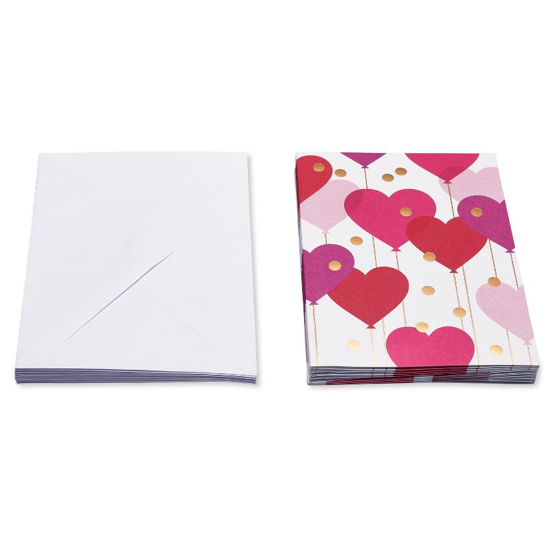10ct Blank Note Cards Heart Balloons, 5 of 9