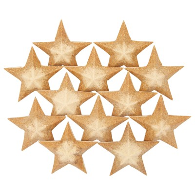 Juvale 12 Pack Unfinished 3D Wood Stars for Crafts, Classroom Projects, Christmas Ornaments, 3x3x1 in
