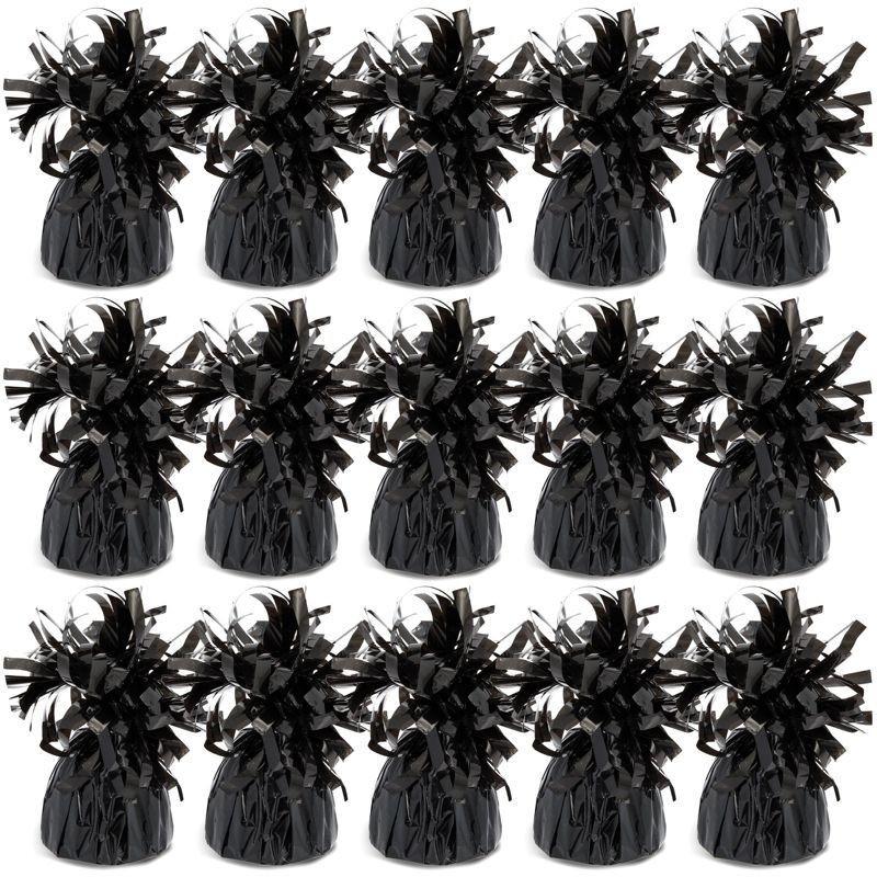 Blue Panda 15 Pack Black Balloon Weights for Birthday Party Decorations, 6 oz, 4.5 in, 1 of 9