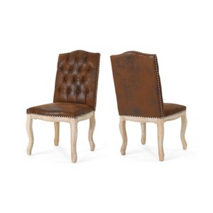 Set of 2 Delavan Traditional Upholstered Dining Chair Brown - Christopher Knight Home