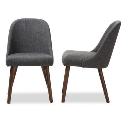 Parsons Dark Grey Cane-Backed Side Chair with Walnut Wood Frame
