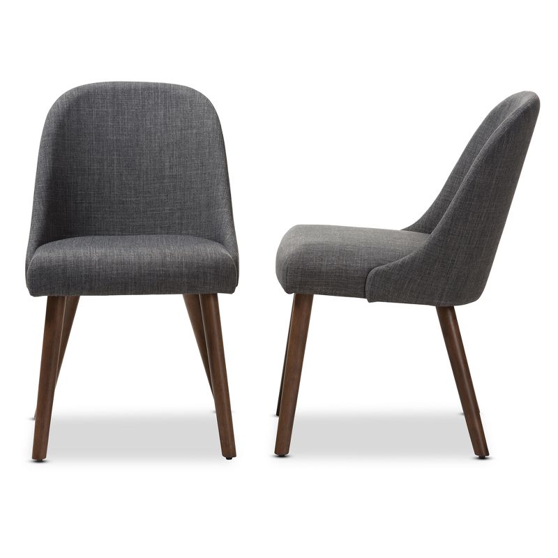 Set of 2 Cody Mid Century Modern Walnut Finished Wood Fabric Upholstered Dining Chair - Baxton Studio , 4 of 10