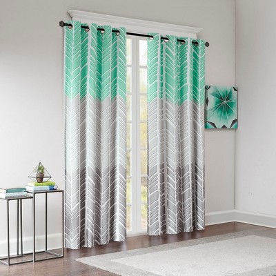 Grungis 50x84 Inch Polyester Chevron Printed Total Blackout Curtain Panels for Living Room