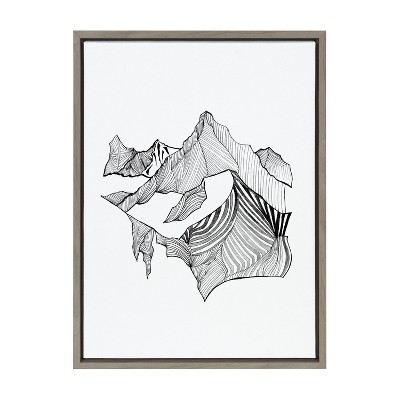 Kate and Laurel Sylvie Fragments Framed Canvas by Viola Kreczmer, 18x24, Gray
