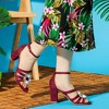 Allegra K Women's Crystal Rhinestone Buckle Chunky Heel Sandal - 2 of 4