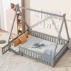 Fontoi Beds, Full Size Bed with Guardrails and Slats, Wood Bed with Fence and Door for Girls and Boys, Gray, 61.7"*71.8"*78.2" - 3 of 4