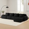 146" L-Shaped Modular Sofa Flannelette 4-Seater Ottoman Buckle No Assembly Black - 2 of 4