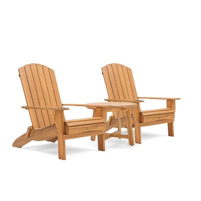 Adirondack 3pc Folding Chairs & Side Table Natural - Life is Good