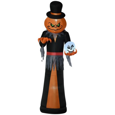 SEVOBAL Inflatable Holiday Decorations 12ft Holiday Pumpkin Reaper with Skeleton Skull Outdoor Decoration for Garden, Lawn, Orange, 11.4"*8.7"*12.2"