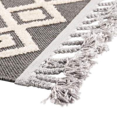 Charcoal Gray Geometric Braided Synthetic 9' x 12' Area Rug