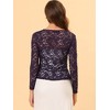 INSPIRE CHIC Women's Tie Front Ruffled Hem Floral Lace Sheer Crop Bolero Shrug - 3 of 4