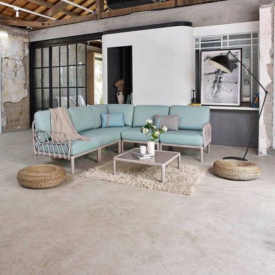 Gray Resin Square Outdoor Coffee Table