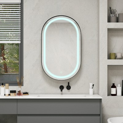 Oval Medicine Cabinet Mirror Bathroom Mirror with Storage and LDE,  Wall Mounted Medicine Mirror Cabinet for Bathroom, Living Room, Bedroom Wall Decor