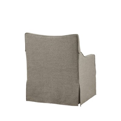 Tan Skirted Swivel Accent Chair with Recessed Arms