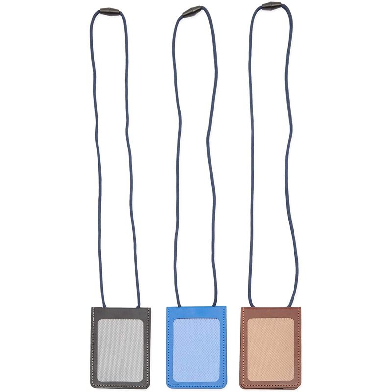 Juvale 3 Pack Faux Leather Badge ID Holder with Breakaway Lanyard, RFID Blocking, 4.15 x 2.75 in, 4 of 9