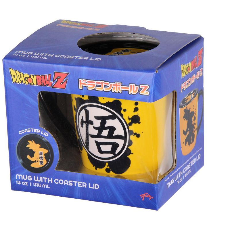 Dragon Ball Z Anime Manga Goku Tea Coffee Mug Cup With Coaster Lid Yellow, 2 of 7
