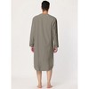 INSPIRE CHIC Men's Cotton Long Sleeves V Neck Chest Pocket Nightgown - 4 of 4