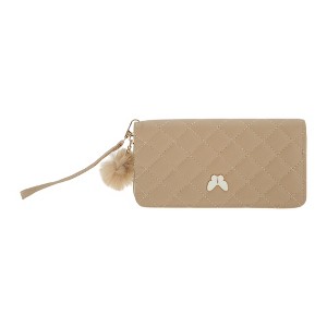 Unique Bargains Rhombus Check Wristband Plush Pom Zip Coin Purse Wallet 1 Pc - 1 of 4