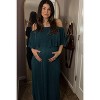 Pinkblush Forest Green Pleated Ruffle Off Shoulder Maternity Maxi Dress - 4 of 4
