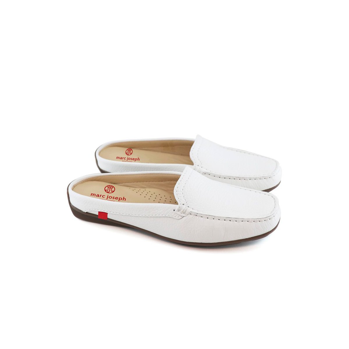 Женские сабо Marc Joseph New York Womens Leather Slip On Briarwood Venetian Mule Loafer - White Grainy, 6 — фото 5