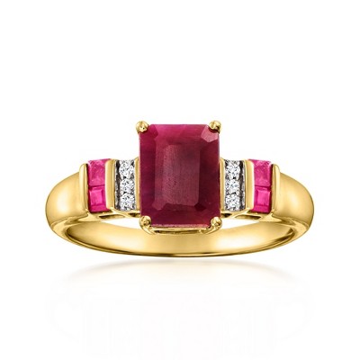Ross-Simons 2.10 ct. t.w. Ruby Ring With Diamonds in 14kt Yellow Gold
