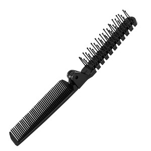 Unique Bargains Women's Travel Plastic Dual Head Toothed Foldable Hairdressing Hair Comb Brush 1 Pc - 1 of 4