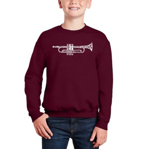 LA Pop Art Trumpet - Boy's Word Art Crewneck Sweatshirt - 1 of 3