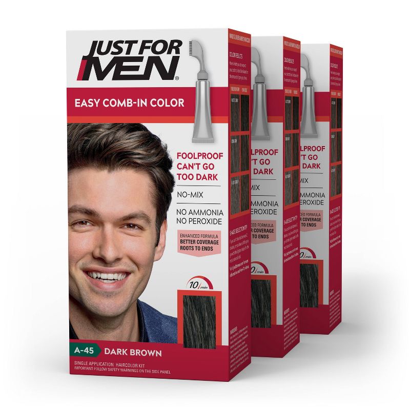 Just For Men Easy CombIn Color Gray Hair Coloring for Men with Comb Applicator - 3pk, 1 of 5