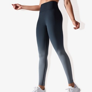Anna-Kaci Women's High-Waisted Gradient Leggings Seamless Yoga Workout Pants Compression Tights for Running and Gym Training - 1 of 4