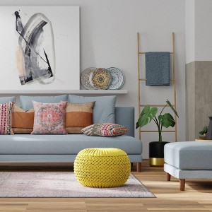 Faye Velvet Round Pouf - WyndenHall - 1 of 4