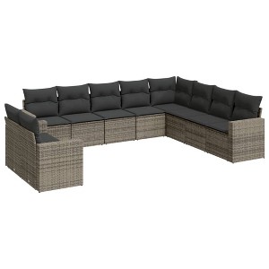 vidaXL Garden Sofa Set Grey PE Rattan, Powder-Coated Steel Large Modular - 1 of 4