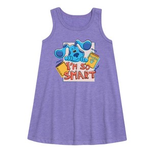 Girls' - Blue's Clues & You! - I'm So Smart Graphic Sleeveless Aline Dress - 1 of 2
