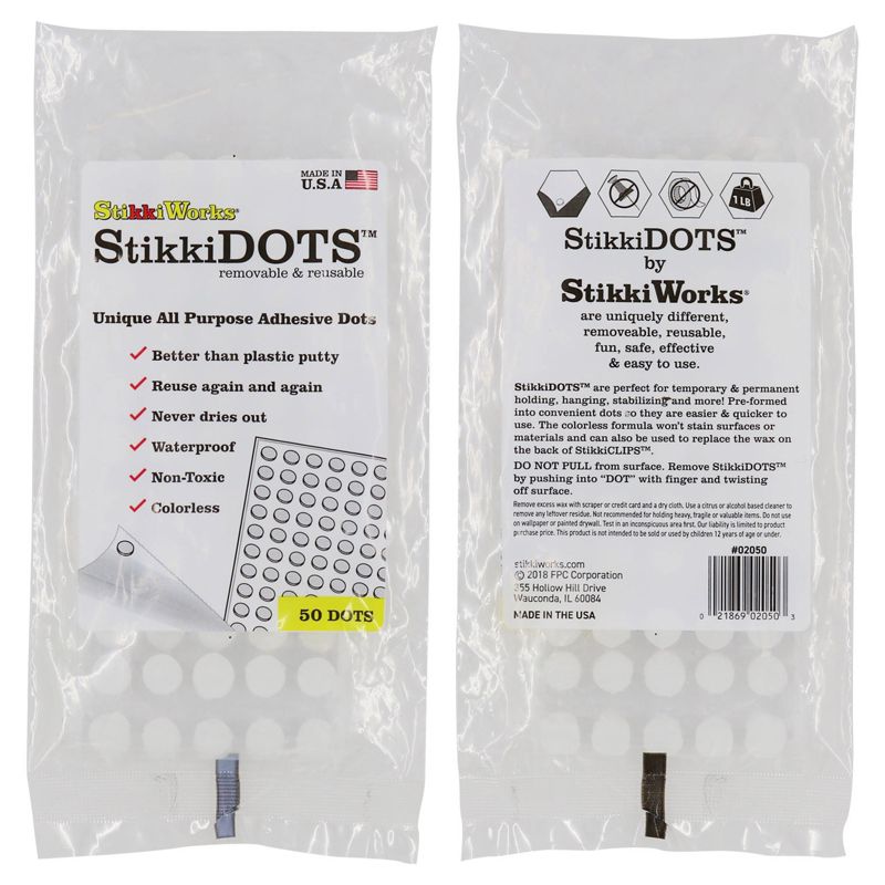 StikkiWorks StikkiDOTS™, Adhesive Dots, 50 Per Pack, 6 Packs, 2 of 3