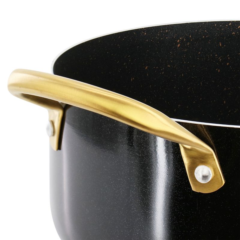 Gibson Home Ellsworth 5 Quart Nonstick Dutch Oven with Lid in Black and Gold, 3 of 6