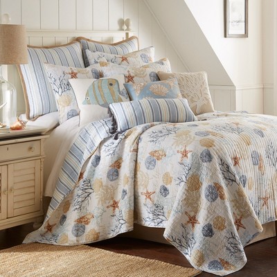 Coral Sealife Quilt Set - One Twin/twin Xl Quilt And One Standard Sham ...