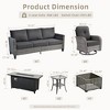 XIZZI Patio Furniture Sets for Outdoor Relaxation, Comfy 3.5-Inch Cushions & 360° Swivel Action for Extra Comfort, 9 Pcs/Set - Fire Pit Table, Black - 3 of 4