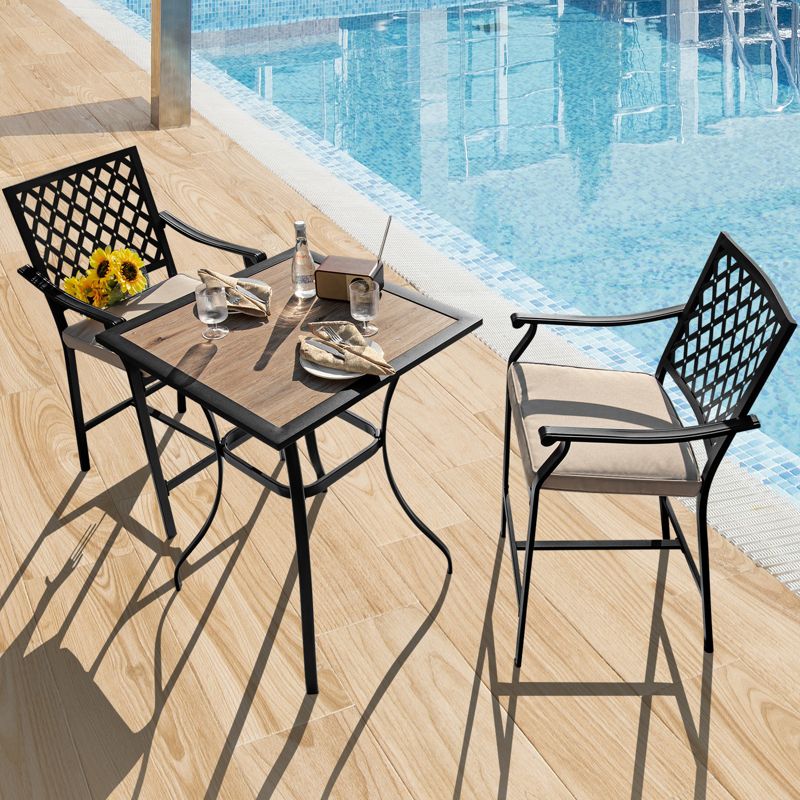 Tangkula 28" Patio Bar Height Table Coffee Table Outdoor Steel Square Bar Table W/ Reinforced Steel Structure, 3 of 7