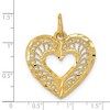 Black Bow Jewelry 14k Yellow Gold Diamond Cut Filigree Heart Charm or Pendant, 17mm - 4 of 4