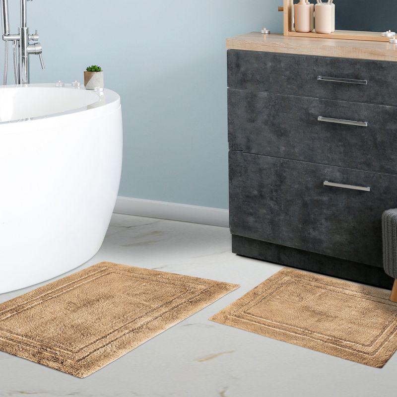 Non-Slip Machine Washable Solid Cotton 2 Piece Bathroom Rug Set by Blue Nile Mills, 2 of 7