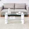 Syemin Rectangular Side Table Set, Two-Layer Coffee Table with Tempered Glass Top for Modern Living Room, Clear, 47.2"*25.6"*17.5" - 4 of 4