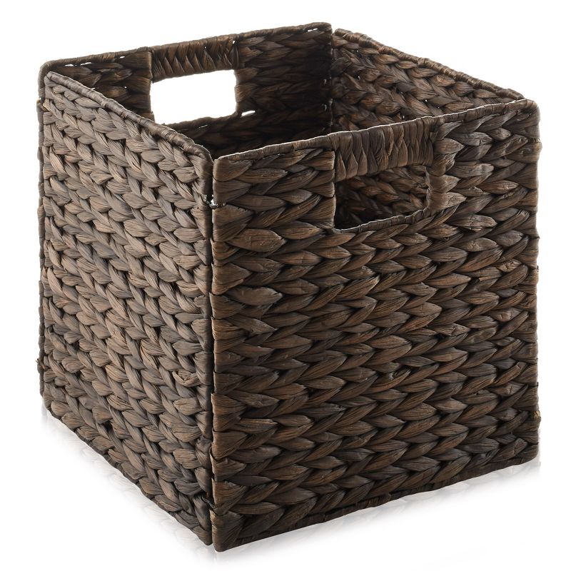 Casafield 10.5" x 10.5" Water Hyacinth Storage Baskets - Set of 2 Collapsible Cubes, Woven Bin Organizers for Bathroom, Bedroom, Laundry, Pantry, 3 of 8