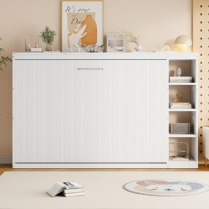 Twin Size Murphy Bed, Murphy Bed Cabinet With Space-Saving Design Allows Bed To Fold Into a Cabinet, 96'' Long Murphy Bed Bookshelf-Cuddlewood - 1 of 4