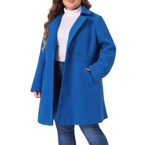 Agnes Orinda Women's Plus Size Notched Lapel Single Breasted Back Split Winter Long Pea Coats - 1 of 4