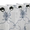Embroidered Lightweight Sheer Scroll 2-Piece Curtain Panel Set with Stainless Grommet Header - Blue Nile Mills - 2 of 4