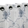 Embroidered Lightweight Sheer Scroll 2-Piece Curtain Panel Set with Stainless Grommet Header - Blue Nile Mills - image 2 of 4