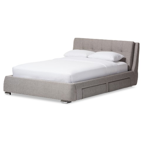 Camile Modern And Contemporary Fabric Upholstered 4 Drawer Storage Platform Bed King Gray Baxton Studio Target